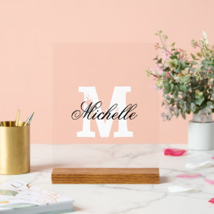 Señal Acrílica Elegante signo acrílico con texto monograma person