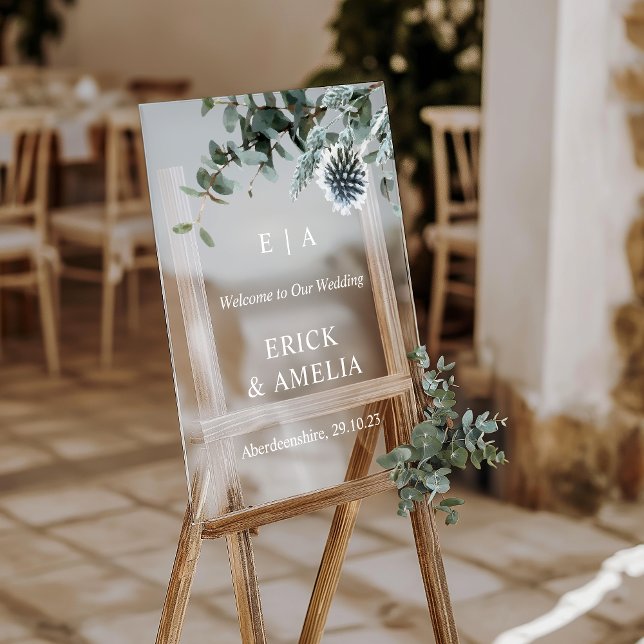 Señal Acrílica Elegante signo de bienvenida Boda acrílico con sil (Subido por el creador)