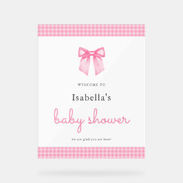 Señal Acrílica Elegante signo de bienvenida de Baby Shower Chica 