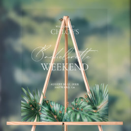 Señal Acrílica Elegante signo de bienvenida de soltera tropical a