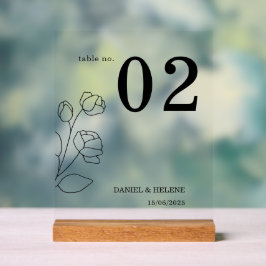 Señal Acrílica Elegante Tarjeta de número de mesa de boda Rótulo 