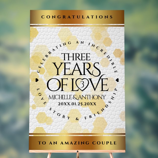 Señal Acrílica Elegante tercer aniversario Boda de cuero (Neutral )