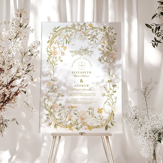 Señal Acrílica Elegante vegetación y Boda de marco floral Rubor (Subido por el creador)