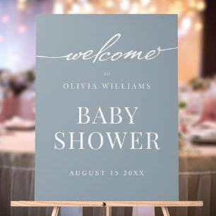 Señal Acrílica Elegante y elegante bienvenida Baby Shower azul
