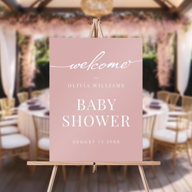 Señal Acrílica Elegante y elegante Rosa Baby Shower Bienvenido (Subido por el creador)