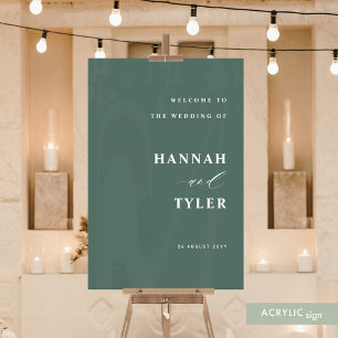 Señal Acrílica Elegante y moderno Boda Bienvenida Verde Profundo