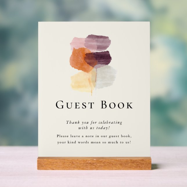 Señal Acrílica Elegante y moderno otoño deja un libro de Bodas (Neutral )