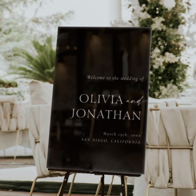Señal Acrílica Elegante y simple bienvenida de Boda negro (Subido por el creador)