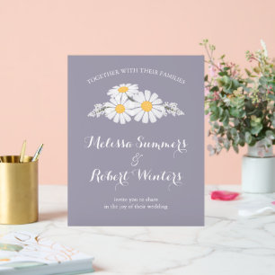 Señal Acrílica Elegantes Daisies blancos florales Boda Lavender