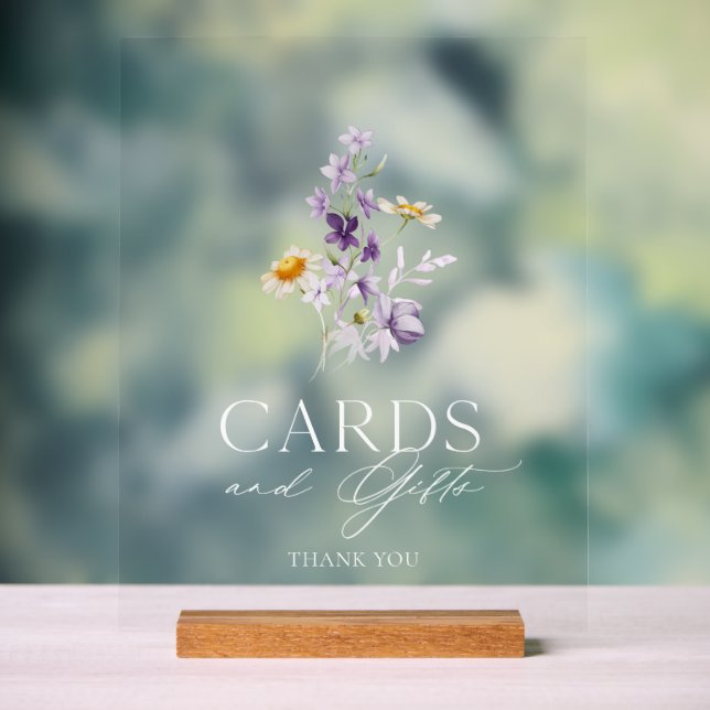 Señal Acrílica Elegantes tarjetas florales y Rótulo de regalos (Neutral )