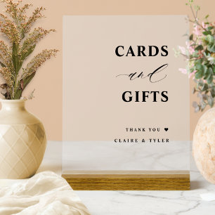 Señal Acrílica Elegantes tarjetas y regalos Boda Frosted