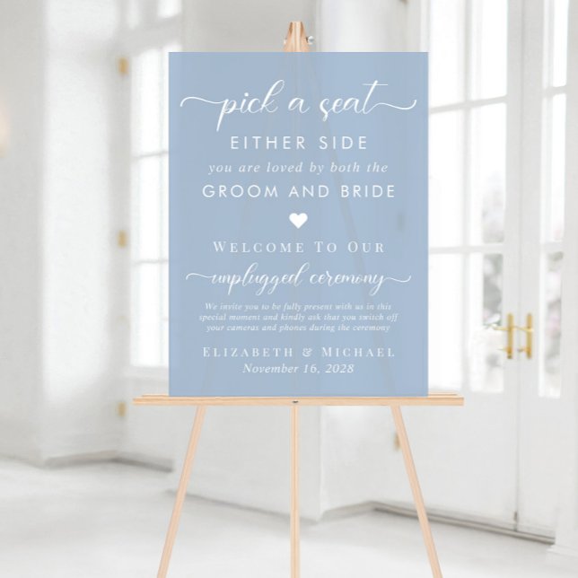 Señal Acrílica Elegir Un Asiento En Cada Asiento Del Boda Azul Du (Subido por el creador)