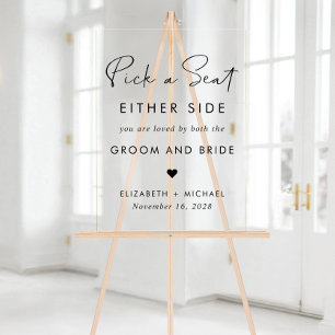 Señal Acrílica Elegir Un Asiento En Cada Asiento Del Boda Lateral