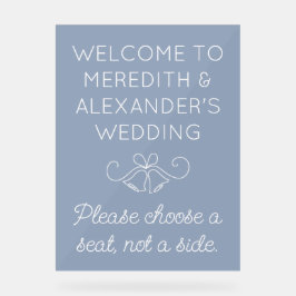 Señal Acrílica Elegir un asiento no un Boda azul translúcido late