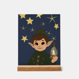 Señal Acrílica Elfe de Noël Nuit Étoilée Déco Chambre Enfant