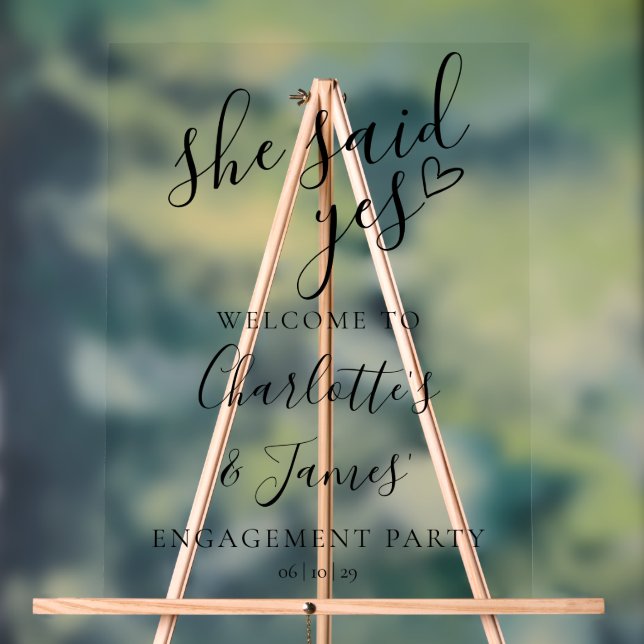 Señal Acrílica Ella dijo que sí Fiesta de compromiso Bienvenida (Neutral )