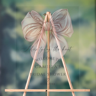 Señal Acrílica Ella está atando la bienvenida a la novia de la va