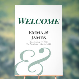 Señal Acrílica Emerald Ampersand Boda | Letrero de Bienvenida