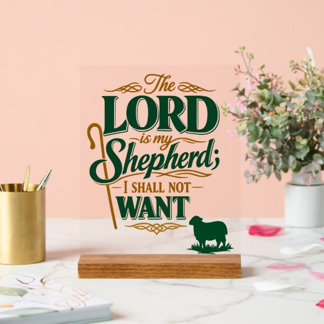 Señal Acrílica Emerald Crossing Psalm 23 VBS Church Acrylic (Boda)