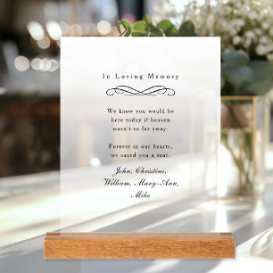 Señal Acrílica "En Amorosa Memoria" Elegante Memorial de Boda