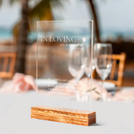 Señal Acrílica En el Boda simple de la memoria amorosa
