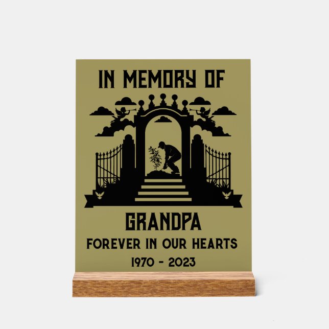 Señal Acrílica En el funeral de Gardeners de Memoria (Anverso)