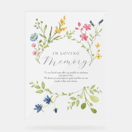 Señal Acrílica En el recuerdo del Boho Boda Memorial