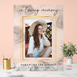 Señal Acrílica En la memoria amorosa Foto funeral de bienvenida a