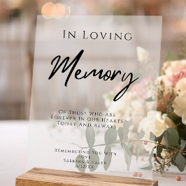 Señal Acrílica En Memoria Amorosa Mesa de Recuerdo de Boda Elegan