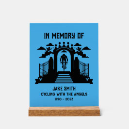Señal Acrílica En Memoria De Un Funeral Ciclista
