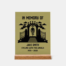 Señal Acrílica En Memoria De Un Funeral Ciclista