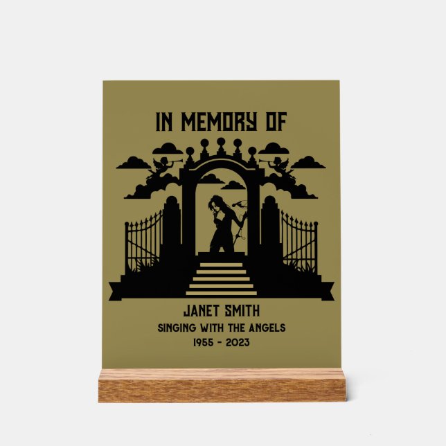 Señal Acrílica En memoria: funeral de cantante (Anverso)