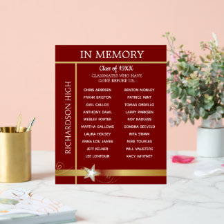 Señal Acrílica En Memoria. Tablero de Tributo a la Reunión de Cla