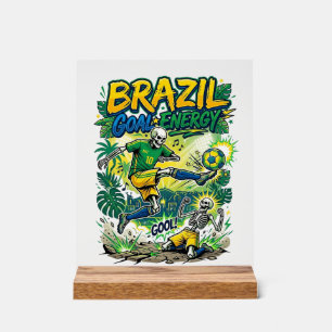 Señal Acrílica Energía de Gol de Brasil Esqueleto Delantero Nacio