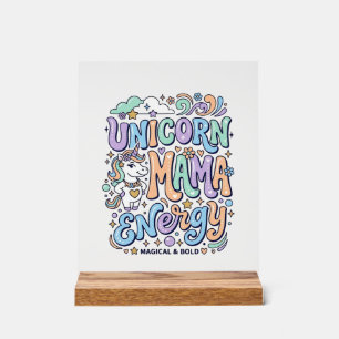 Señal Acrílica Energía de Mamá Unicornio Kawaii Diseño Vectorial_