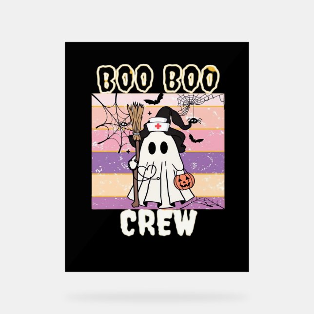 Señal Acrílica Enfermera fantasma de Boo Boo Crew Halloween Esenc (Anverso)