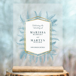 Señal Acrílica Entrada de boda de arte de abeto azul evergreen de