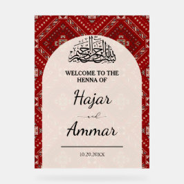 Señal Acrílica Entrada de Boda de bienvenida de la moderna Henna 