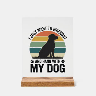 Señal Acrílica Entrenar y pasar el rato con mi perro Diseño vinta