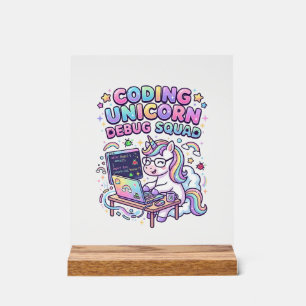 Señal Acrílica Equipo de depuración de Unicorn Coding Unicorn Mer