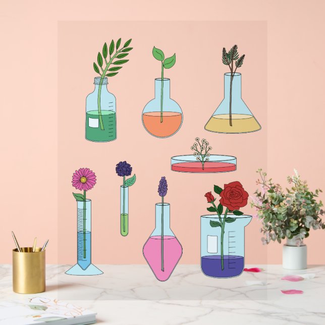 Señal Acrílica Equipo de laboratorio botánico (Boda)