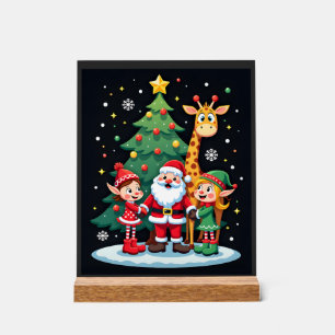Señal Acrílica Equipo de Navidad Santa Jirafa Elfo Hace Dabbing C
