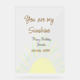 Señal Acrílica Eres mi nombre de agregación amarillo pastel sunsh