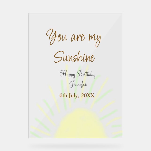 Señal Acrílica Eres mi nombre de agregación amarillo pastel sunsh (Anverso)