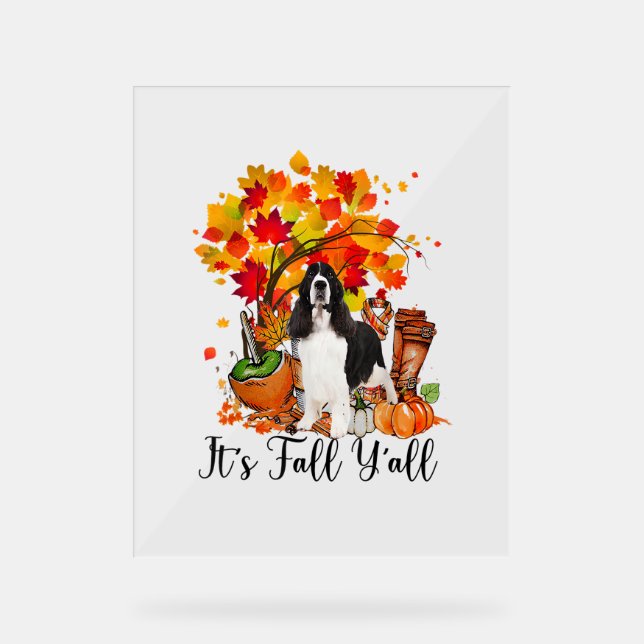 Señal Acrílica Es Fall Y'all Springer Spaniel Dog Halloween Tha (Anverso)