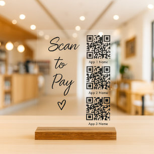 Señal Acrílica Escanear código QR para pagar por pago digital emp