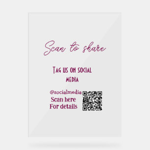 Señal Acrílica Escanear para compartirnos etiquetas en medios soc