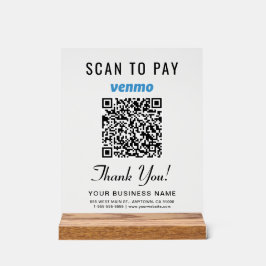 Señal Acrílica Escanear para pagar código QR de Venmo