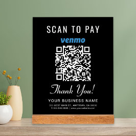 Señal Acrílica Escanear para Pagar Código QR de Venmo Negro