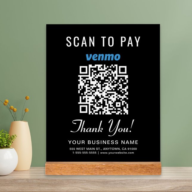 Señal Acrílica Escanear para Pagar Código QR de Venmo Negro (Subido por el creador)